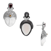SE-7991-CO1 Sterling Silver Earring With Garnet, Citrine, Bone Face Jewelry Bali Designs Inc